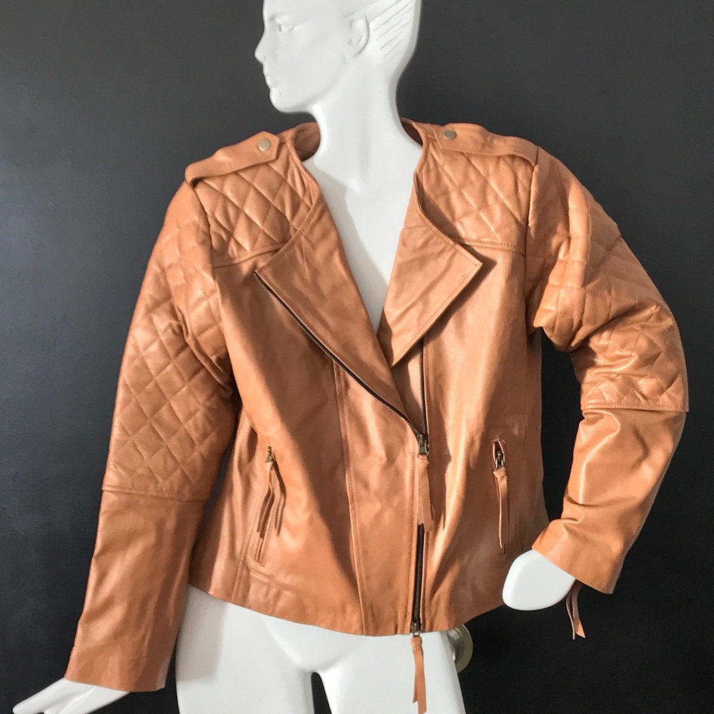 Quilted Moto Jacket in Genuine Leather